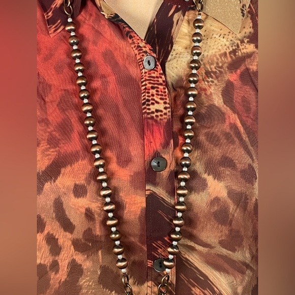 Da-Nang 100% Silk Long Sleeve Tunic Size Medium - Picture 6 of 10